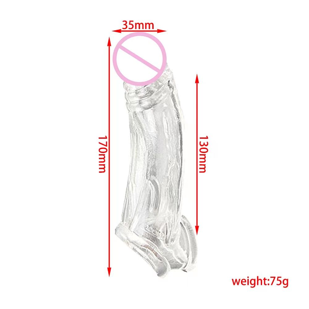 Kristal-Malinaw na Nakakurbang Extension Sleeve na may Singsing na Pansuporta(كم شفاف منحني لزيادة الطول والسُمك مع حلقة دعم ثابتة)