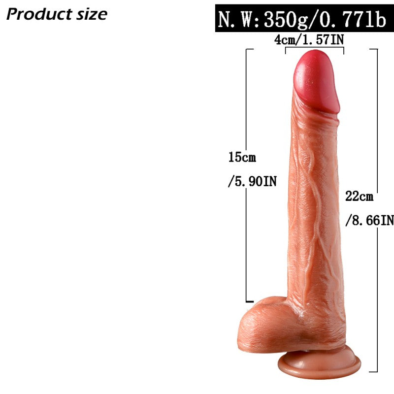 Manual phallus: Extended, flesh-brown