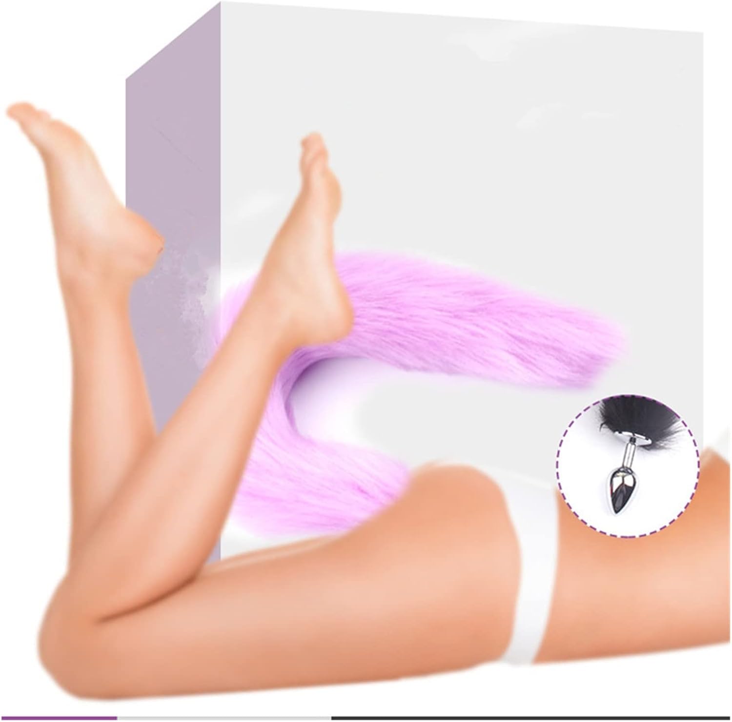 Fluffy Fox Tail Anal Plug with Polished Metal Base