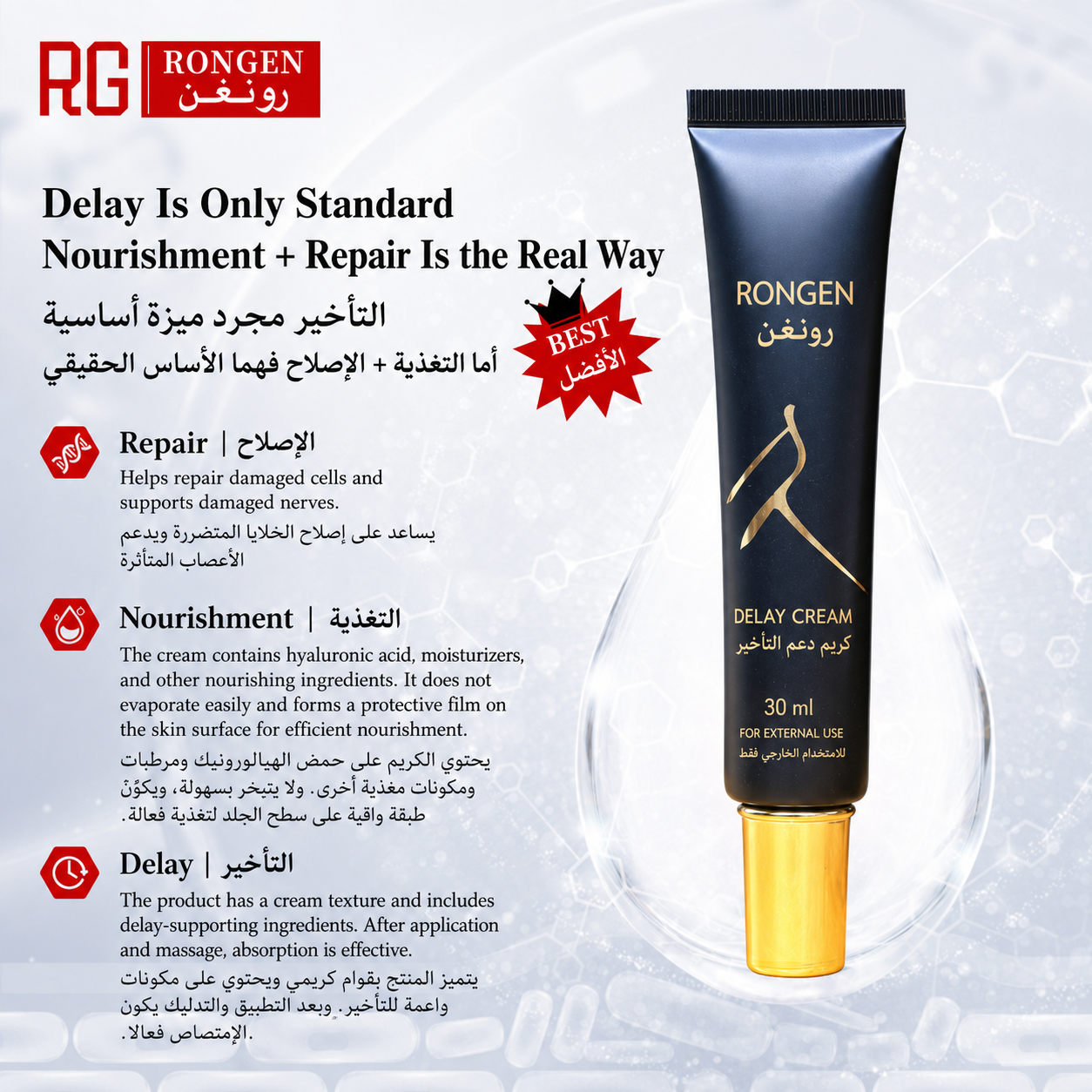 Ronggen Men’s Intimate Care Cream 30 mL | Easy-Apply External Care in a Travel-Ready Tube