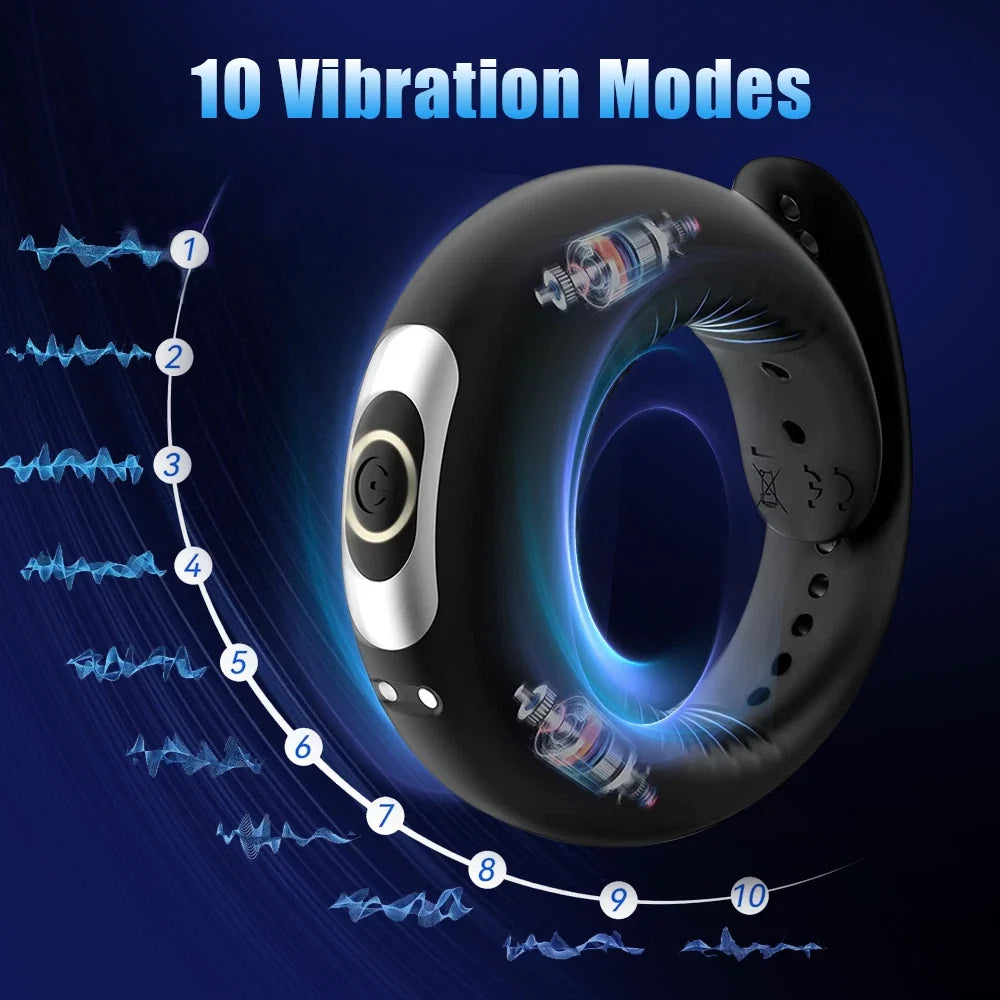 Dual-Stimulation Vibrating Cock Ring with Curved Massage Tips