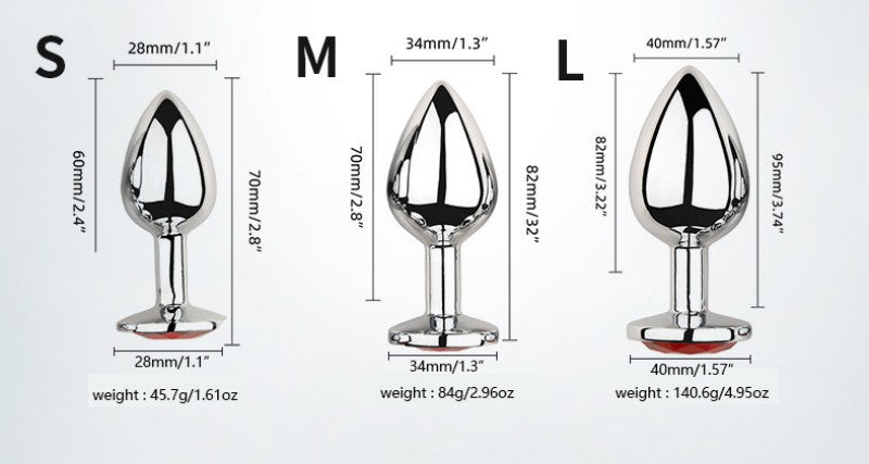 Metal Anal Plug Set Large/Medium/Small